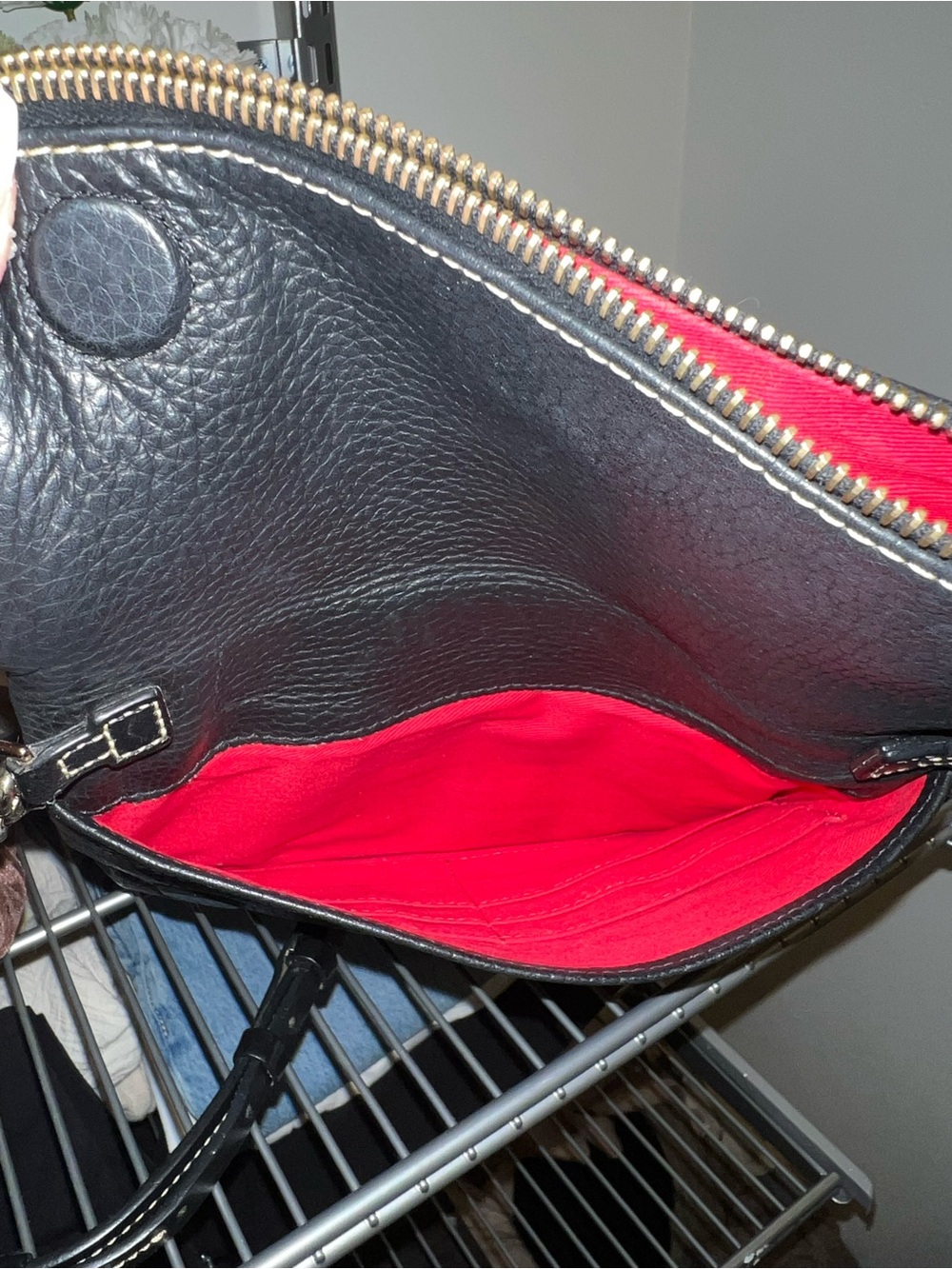 Dooney & Bourke lack Pebbled Leather Fold-Over Clutch - Picture 3 of 4